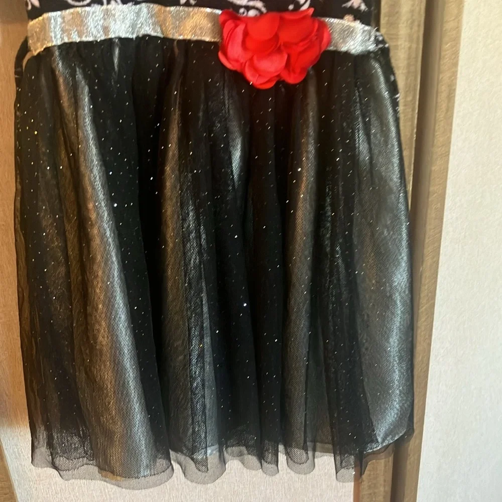 FINAL MARKDOWN Youngland Elegant Black and Silver Kids Dress with Red Accent 3t